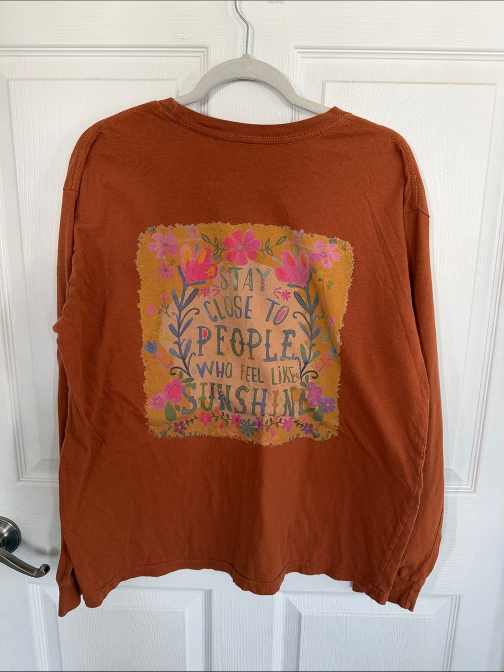 NATURAL LIFE Rust Long-Sleeve Tee with Floral Sunshine Graphic